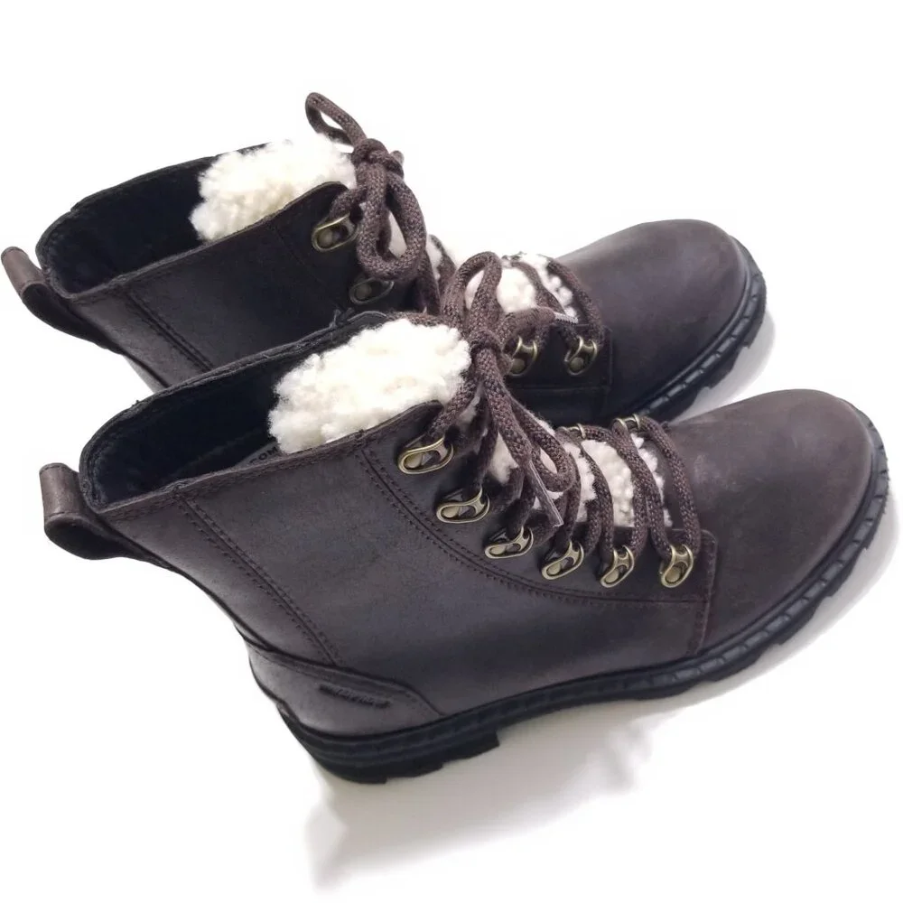 NWOB Sorel Lennox Lace Cozy Waterproof Winter Boots in Blackened Brown Sz 6.5, 7